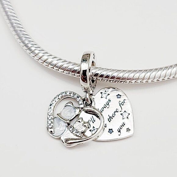 Pandora Cats & Hearts Dangle Charm with Pouch NEW - Picture 1 of 5